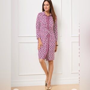 Talbots XL Petite Effortless Jersey Twist Shirtdress- Groovy Geo Print